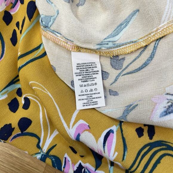 Free People Bella Tunic Blouse Top Womens Size S Yellow Floral Flowy Boho NWT - Picture 6 of 9